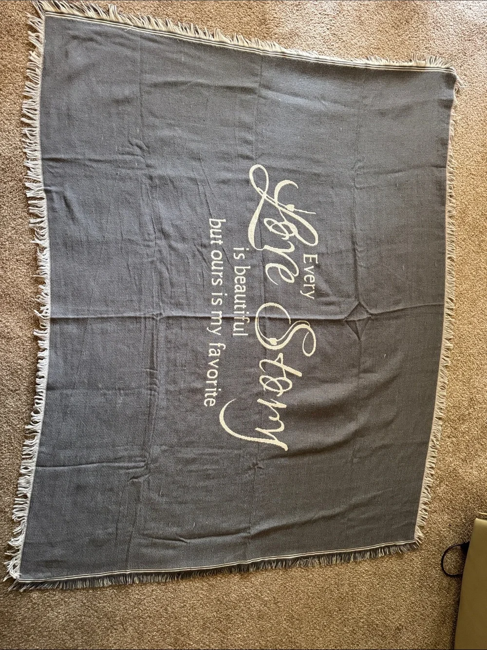 Every Love Story Is Beautiful Gray Decorative Throw Blanket